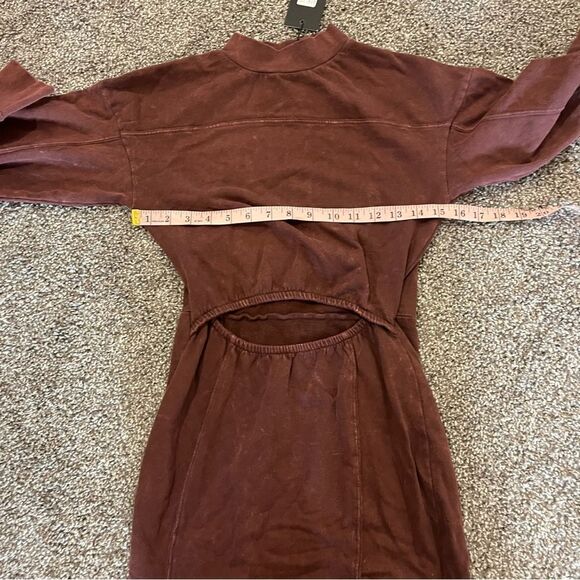 Nasty Gal Cut Out Fitted Sweatshirt Dress Size 2 Chocolate - Picture 15 of 16